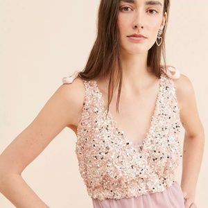Free People Big Night Sequin Crop Top (Neutral)